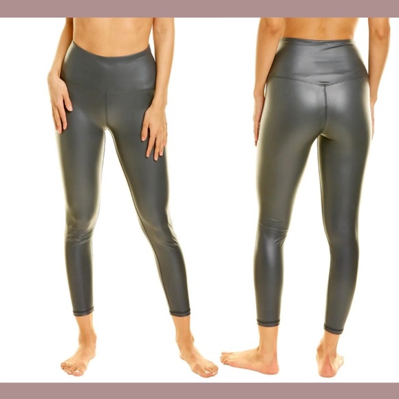 NWT‎ X by Gottex [ XS ] Reflective High Waist Faux Leather Leggings Forest - Picture 1 of 12